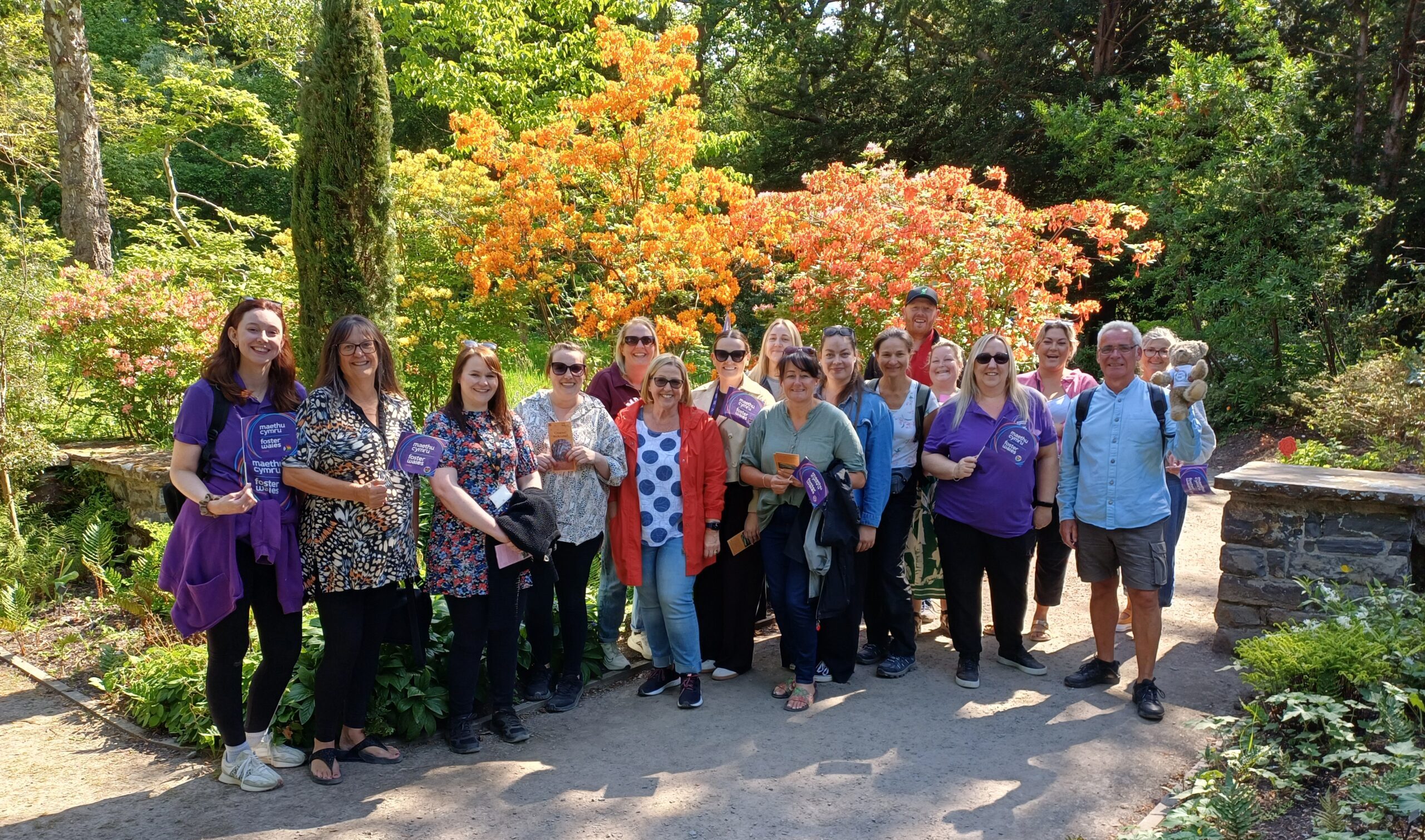 Foster carers and staff at Bodnant Gardens