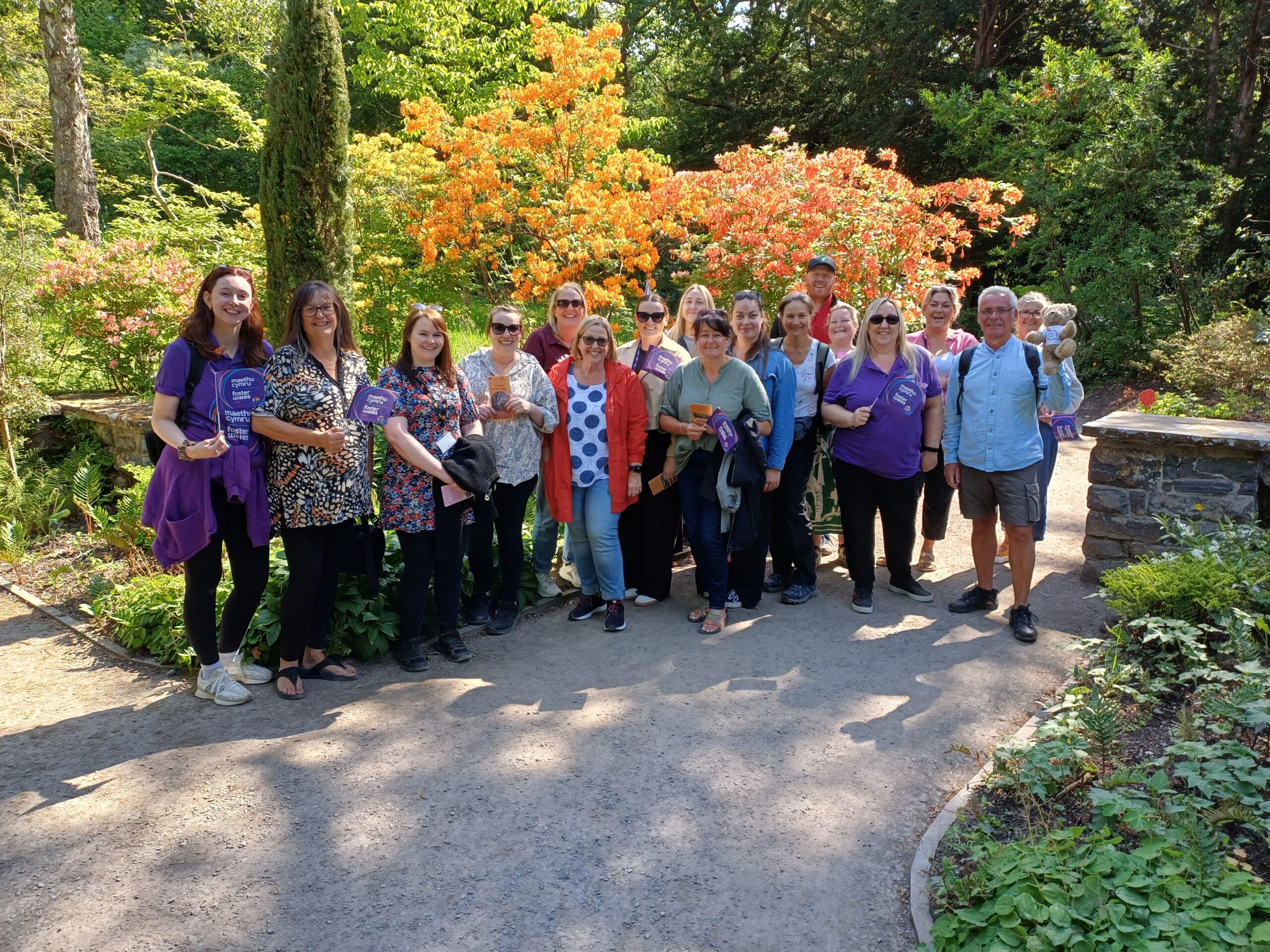 Foster carers and staff at Bodnant Gardens